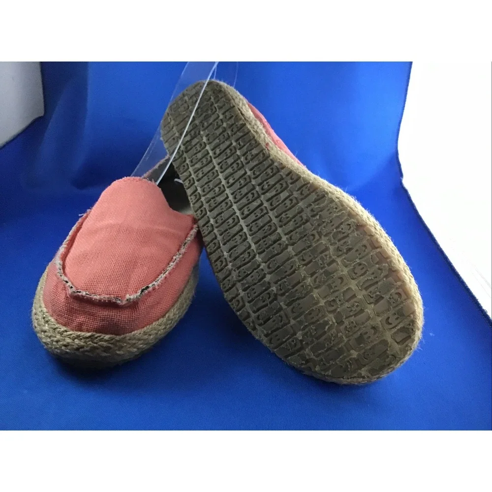 Sanuk Womens Size 7 Pink Loafers Fiona Sidewalk Surfers Frayed Seems Espadrille